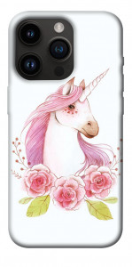 Чехол Единорог с цветами для iPhone 14 Pro