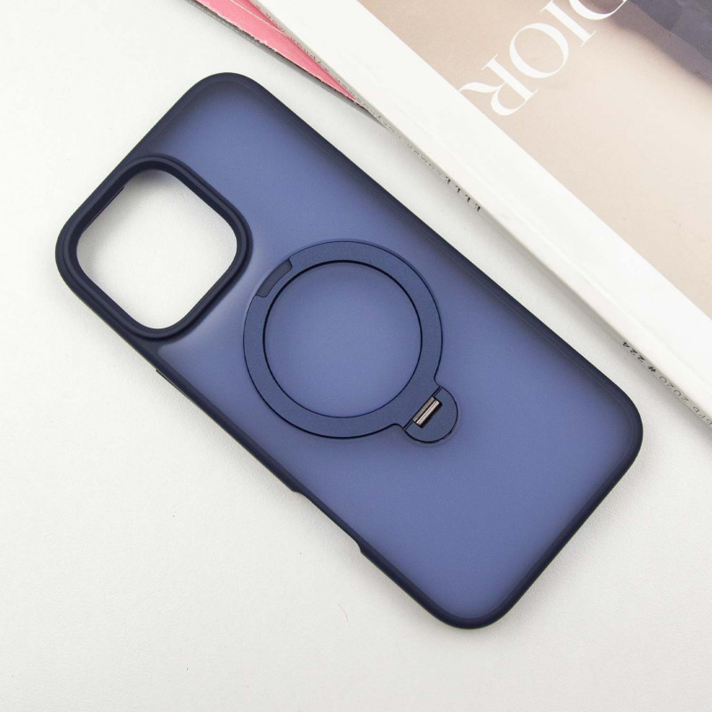 Фото TPU+PC чехол Metal Buttons with Magnetic Safe Colorful HQ Ring для Apple iPhone 16 Pro Max (6.9") (Dark Blue) на vchehle.ua