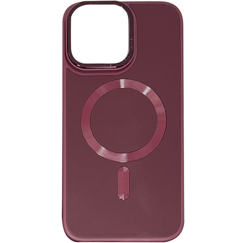 Кожаный чехол Bonbon Leather Metal Style with Magnetic Safe для Apple iPhone 15 (6.1") (Бордовый / Plum)