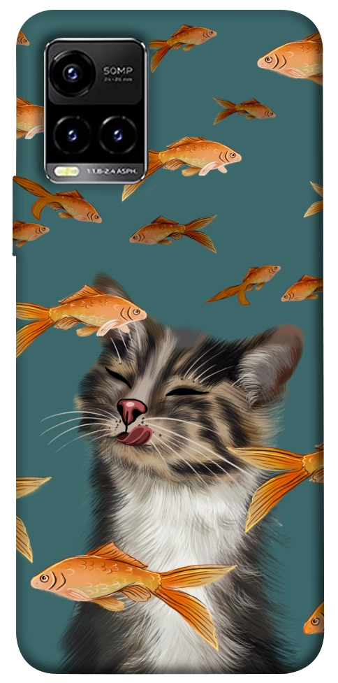 Чохол Cat with fish для Vivo Y21