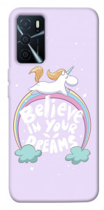 Чехол Believe in your dreams unicorn для Oppo A16 4G