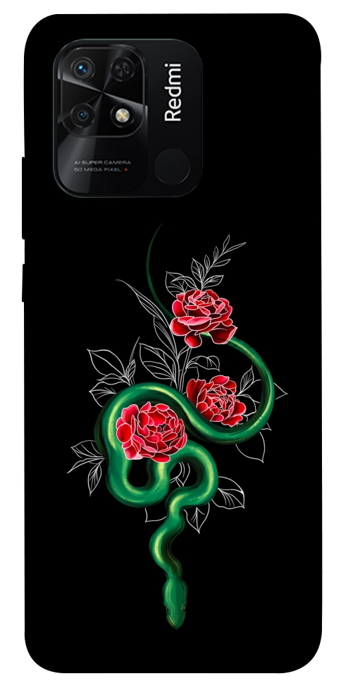 Чехол Snake in flowers для Xiaomi Redmi 10C