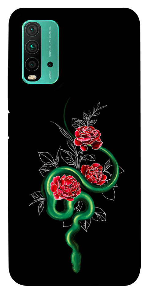 Чохол Snake in flowers для Xiaomi Redmi Note 9 4G