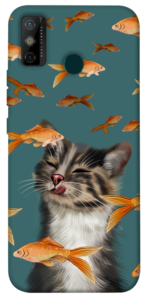 Чохол Cat with fish для TECNO Spark 6 Go