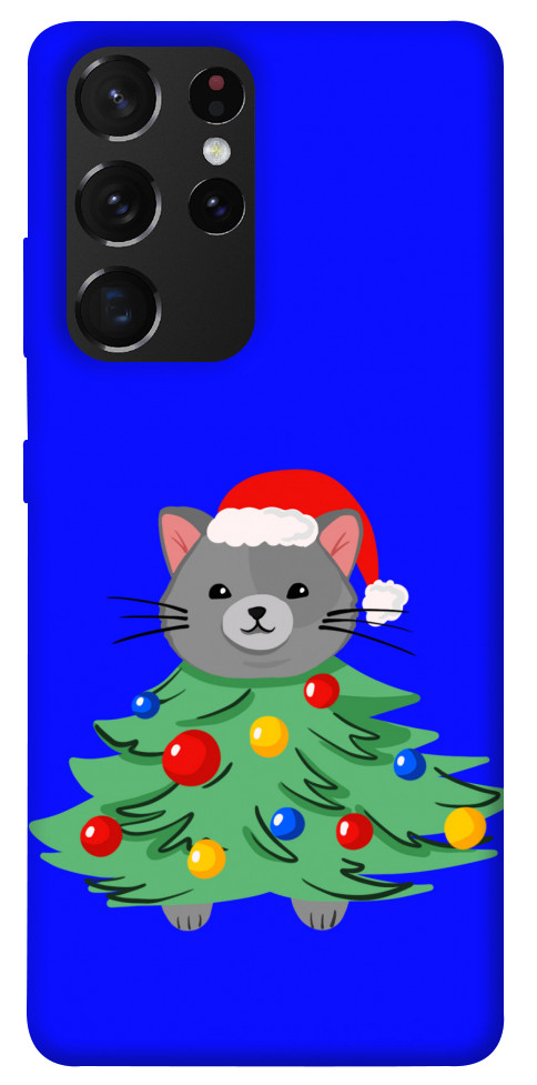 Чохол Новорічний котик для Galaxy S21 Ultra