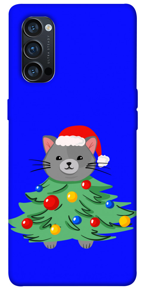 Чохол Новорічний котик для Oppo Reno 4 Pro 5G