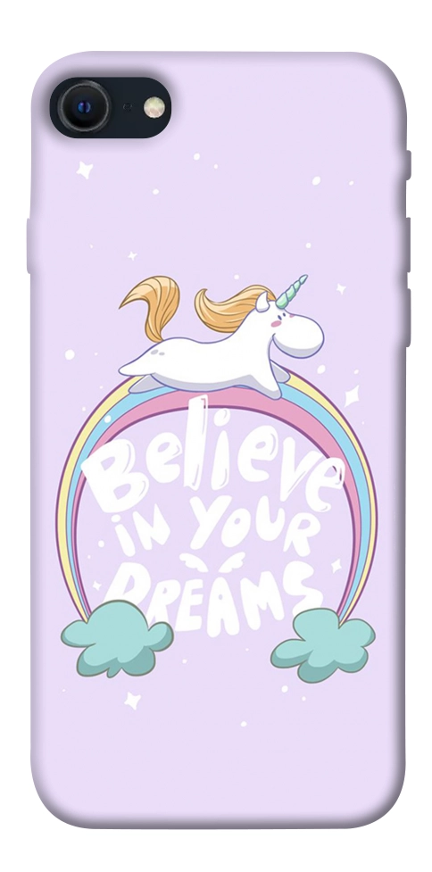 Чехол Believe in your dreams unicorn для iPhone SE (2022)