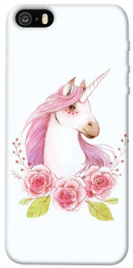 Чехол Единорог с цветами для iPhone 5S