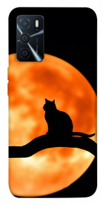 Чехол Кот на фоне луны для Oppo A16 4G