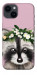 Чехол Raccoon in flowers для iPhone 14