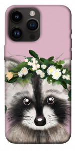 Чехол Raccoon in flowers для iPhone 14 Pro Max