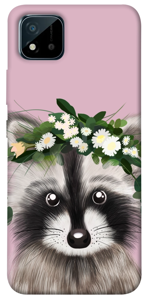 Чехол Raccoon in flowers для Realme C20