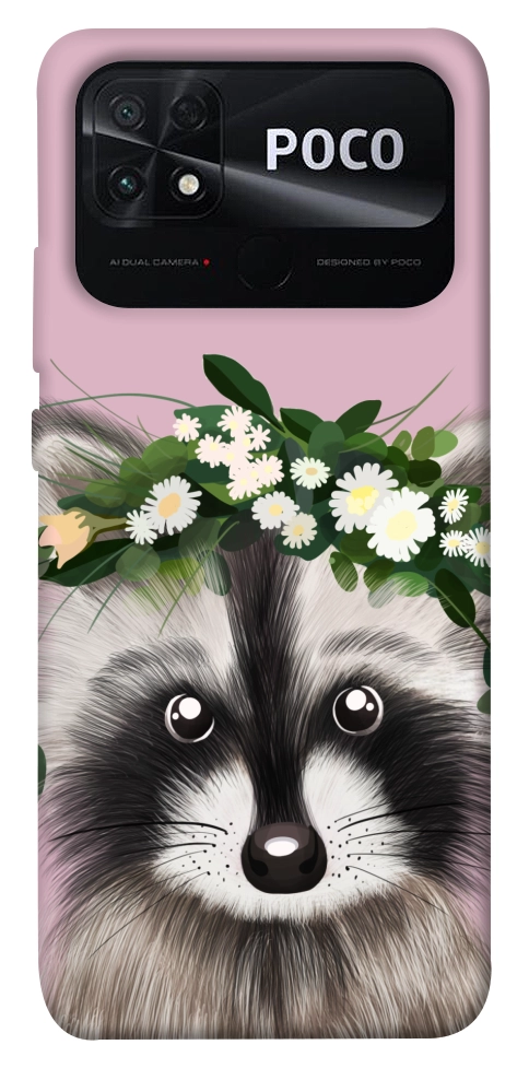 Чехол Raccoon in flowers для Xiaomi Poco C40