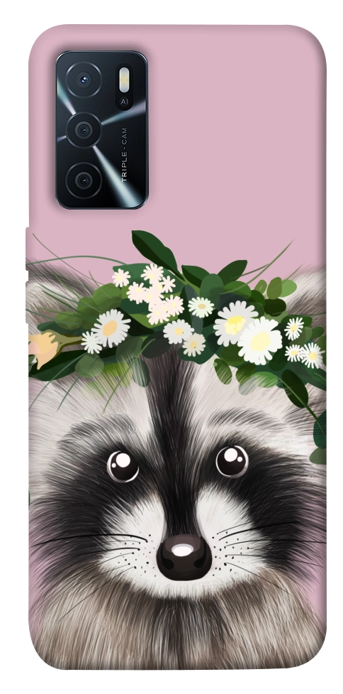 Чехол Raccoon in flowers для Oppo A16