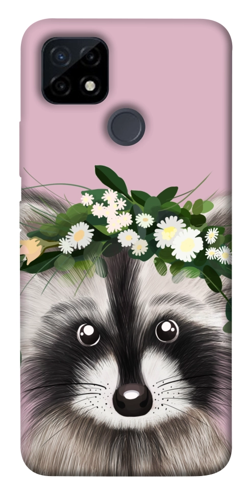 Чехол Raccoon in flowers для Realme C21Y