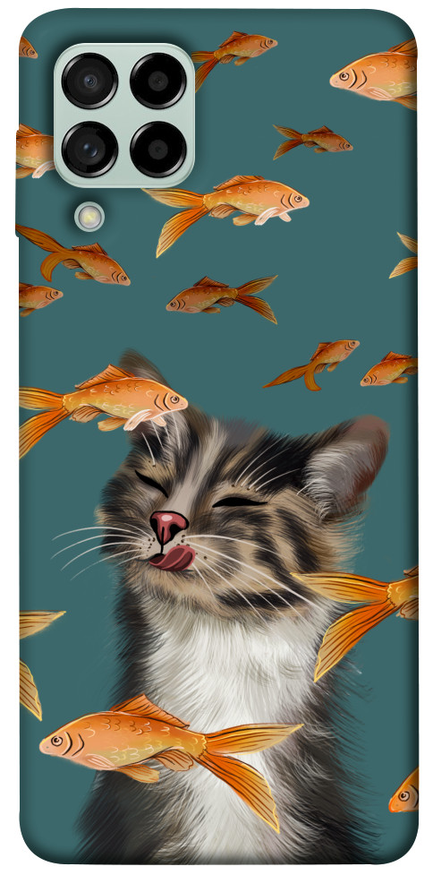 Чехол Cat with fish для Galaxy M53