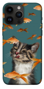 Чехол Cat with fish для iPhone 14 Pro Max