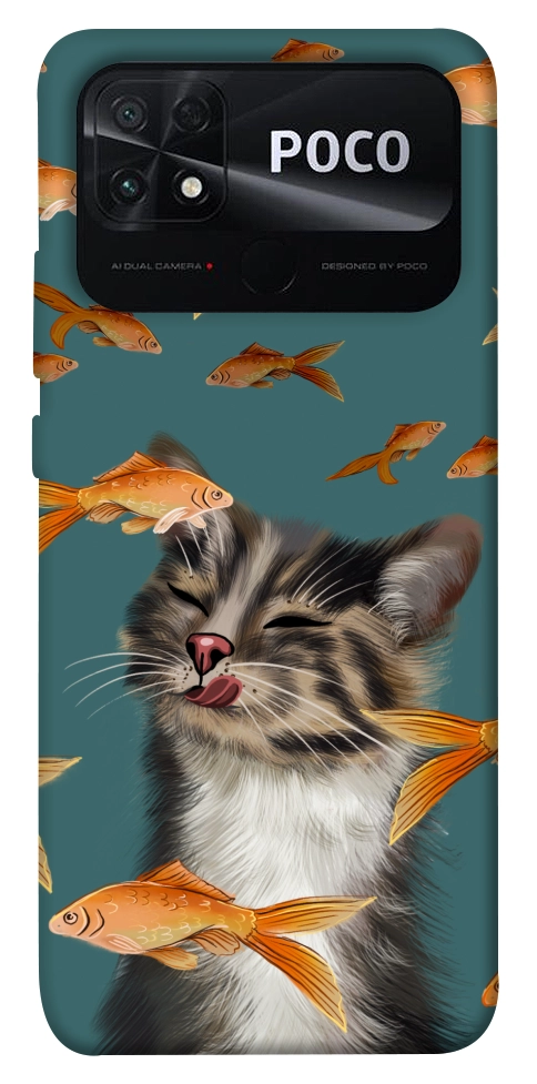 Чехол Cat with fish для Xiaomi Poco C40