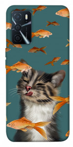 Чохол Cat with fish для Oppo A16 4G