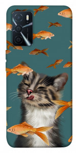 Чехол Cat with fish для Oppo A16s