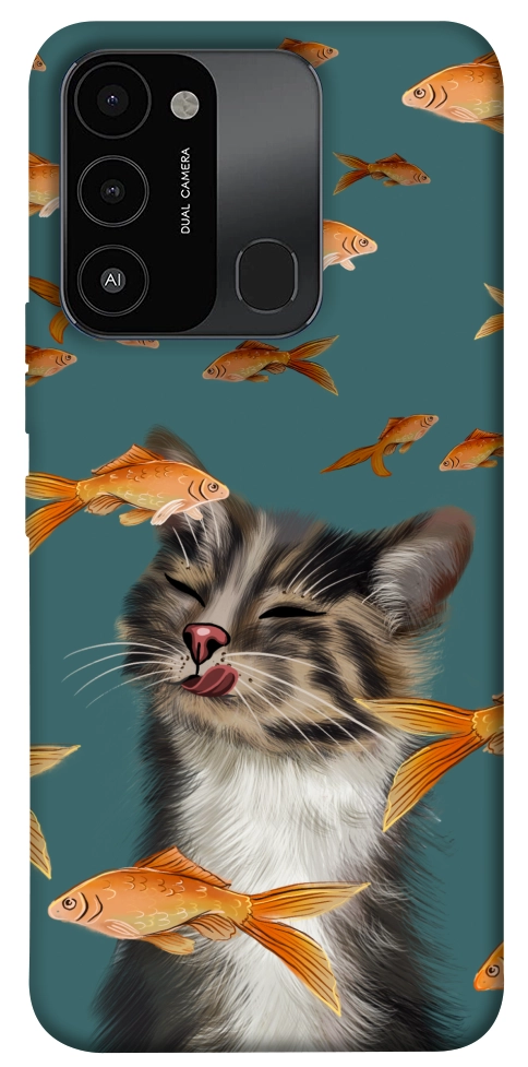 Чохол Cat with fish для TECNO Spark 8C