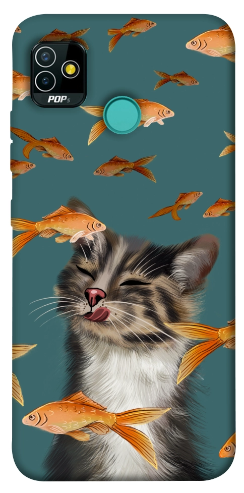 Чохол Cat with fish для TECNO Pop 5