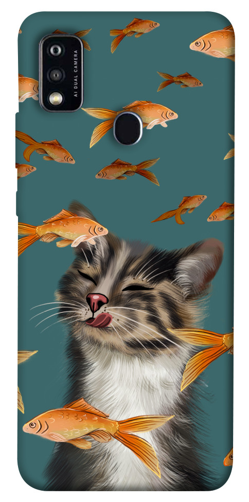 Чохол Cat with fish для ZTE Blade A51