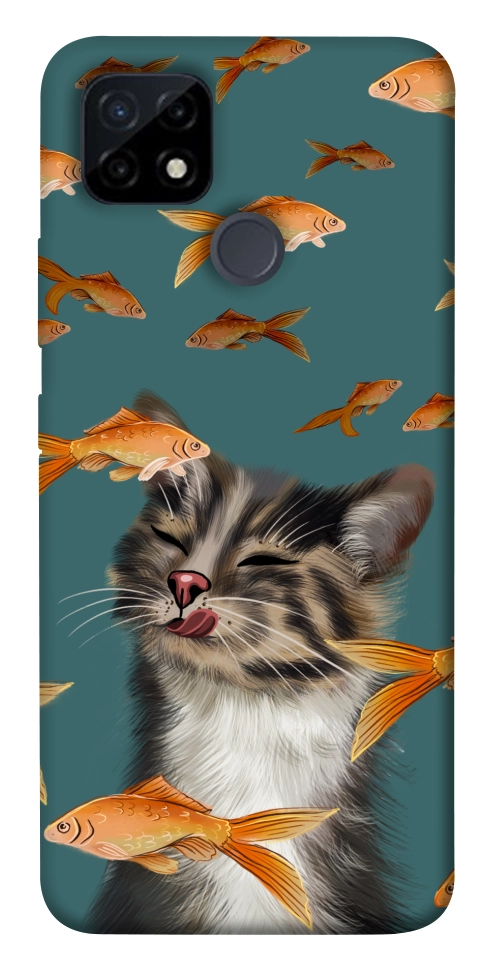 Чехол Cat with fish для Realme C21Y