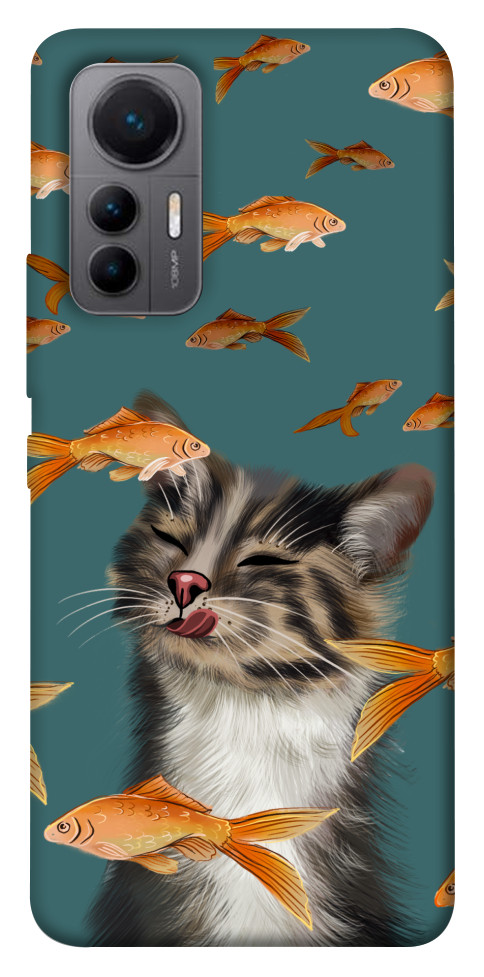 Чохол Cat with fish для Xiaomi 12 Lite