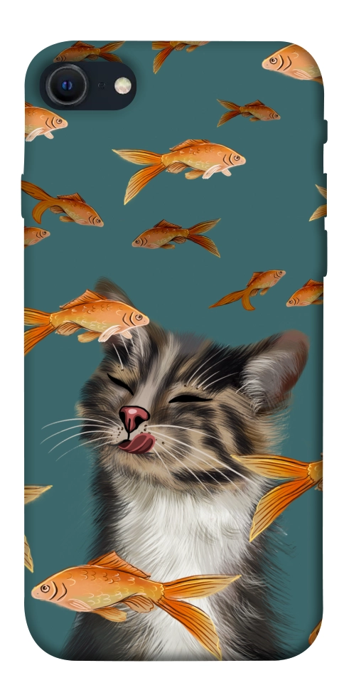 Чохол Cat with fish для iPhone SE (2022)