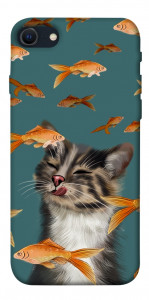 Чехол Cat with fish для iPhone SE (2022)