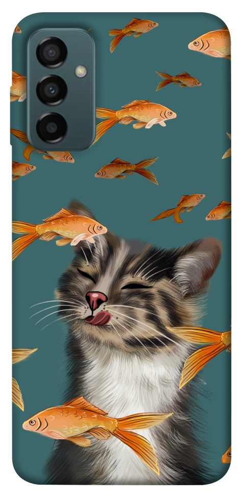 Чохол Cat with fish для Galaxy M13 4G