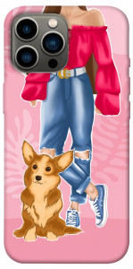 Чохол Girl and corgi для iPhone 13 Pro Max