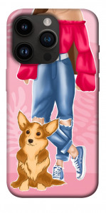 Чохол Girl and corgi для iPhone 14 Pro