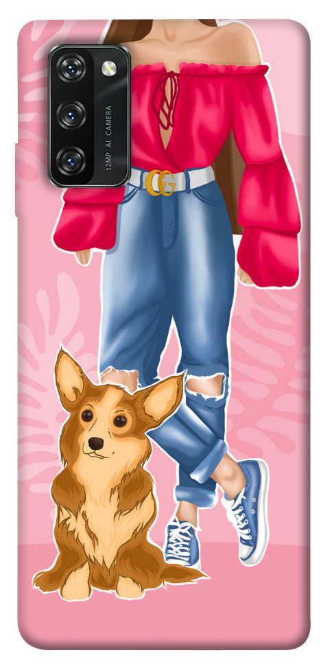 Чехол Girl and corgi для Blackview A100