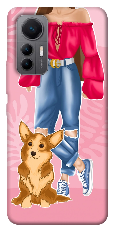 Чехол Girl and corgi для Xiaomi 12 Lite