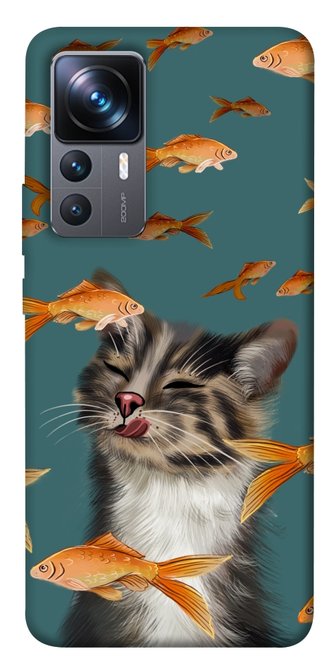 Чехол Cat with fish для Xiaomi 12T