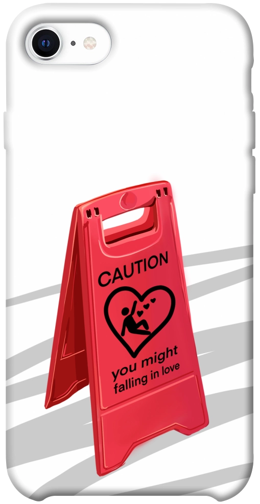 Чехол Caution falling in love для iPhone SE (2020)