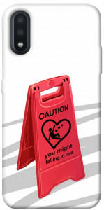 Чехол Caution falling in love для Galaxy A01