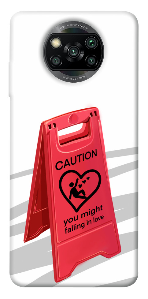 Чехол Caution falling in love для Xiaomi Poco X3 NFC