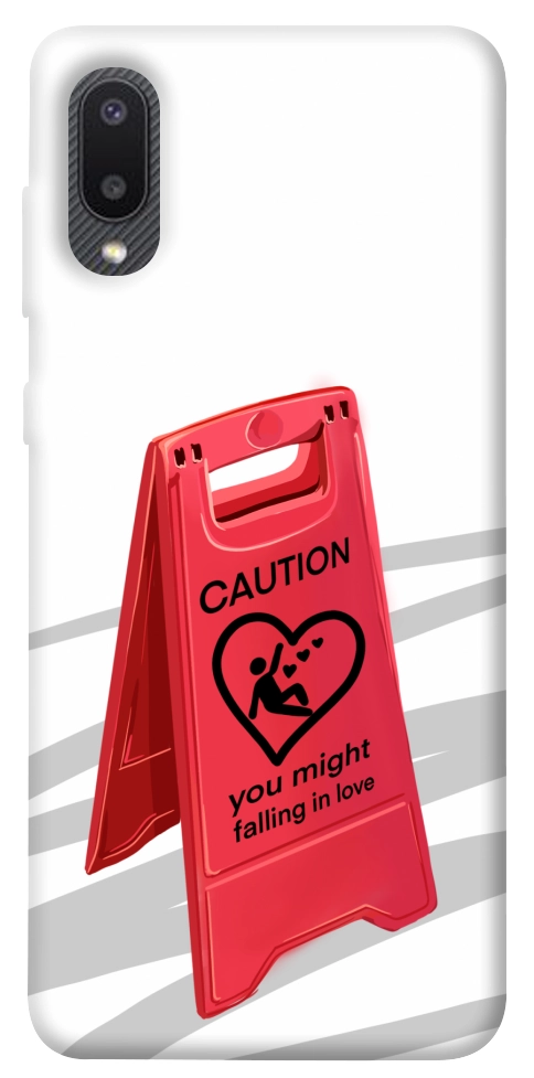 Чехол Caution falling in love для Galaxy A02