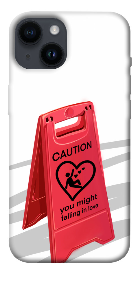 Чехол Caution falling in love для iPhone 14