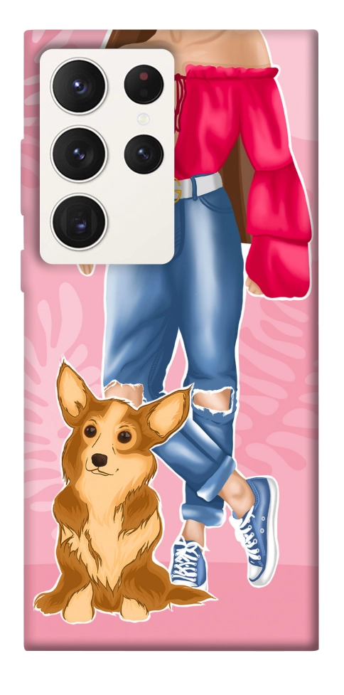 Чехол Girl and corgi для Galaxy S23 Ultra