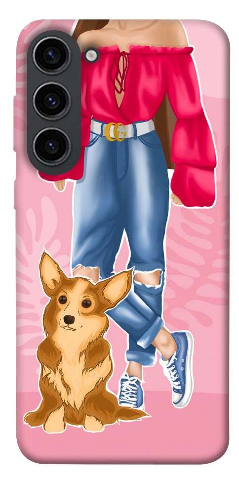 Чехол Girl and corgi для Galaxy S23