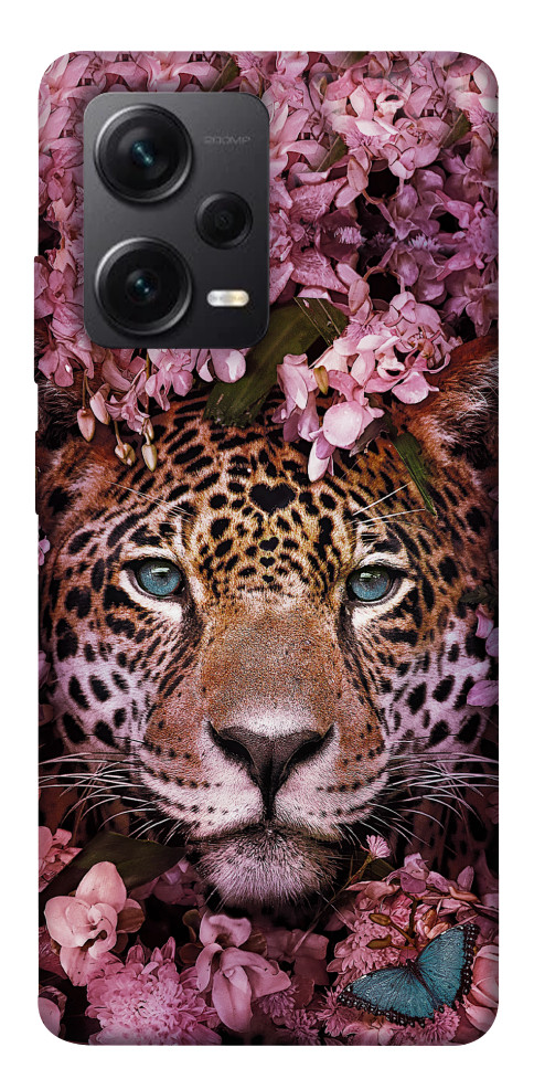 Чехол Леопард в цветах для Xiaomi Redmi Note 12 Pro 5G