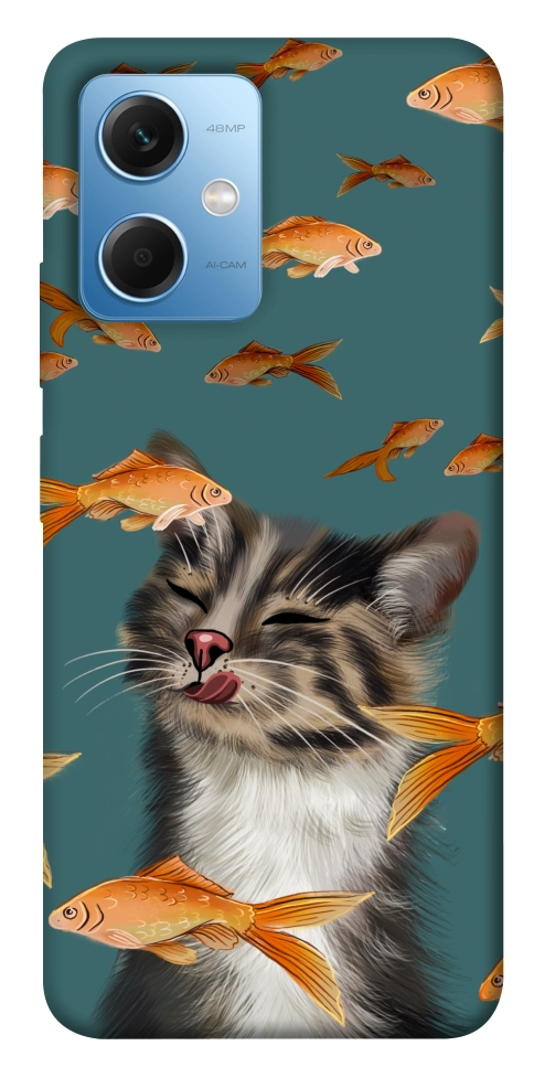 Чохол Cat with fish для Xiaomi Redmi Note 12 5G