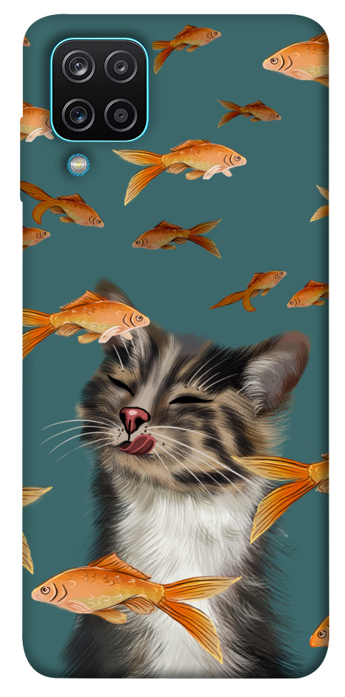 Чохол Cat with fish для Galaxy M12