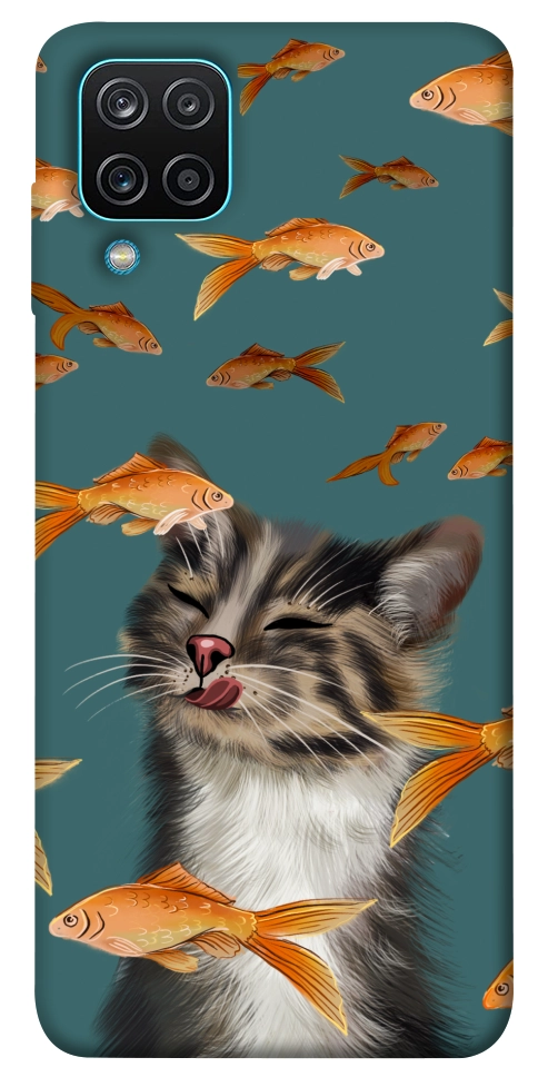 Чехол Cat with fish для Galaxy M12