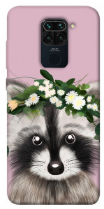 Чехол Raccoon in flowers для Xiaomi Redmi Note 9