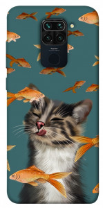 Чехол Cat with fish для Xiaomi Redmi Note 9